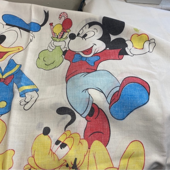 Vtg Set of 2 Disney Pillowcases Mickey Mouse Donald Daisy Duck Pluto Picnic - Picture 2 of 7